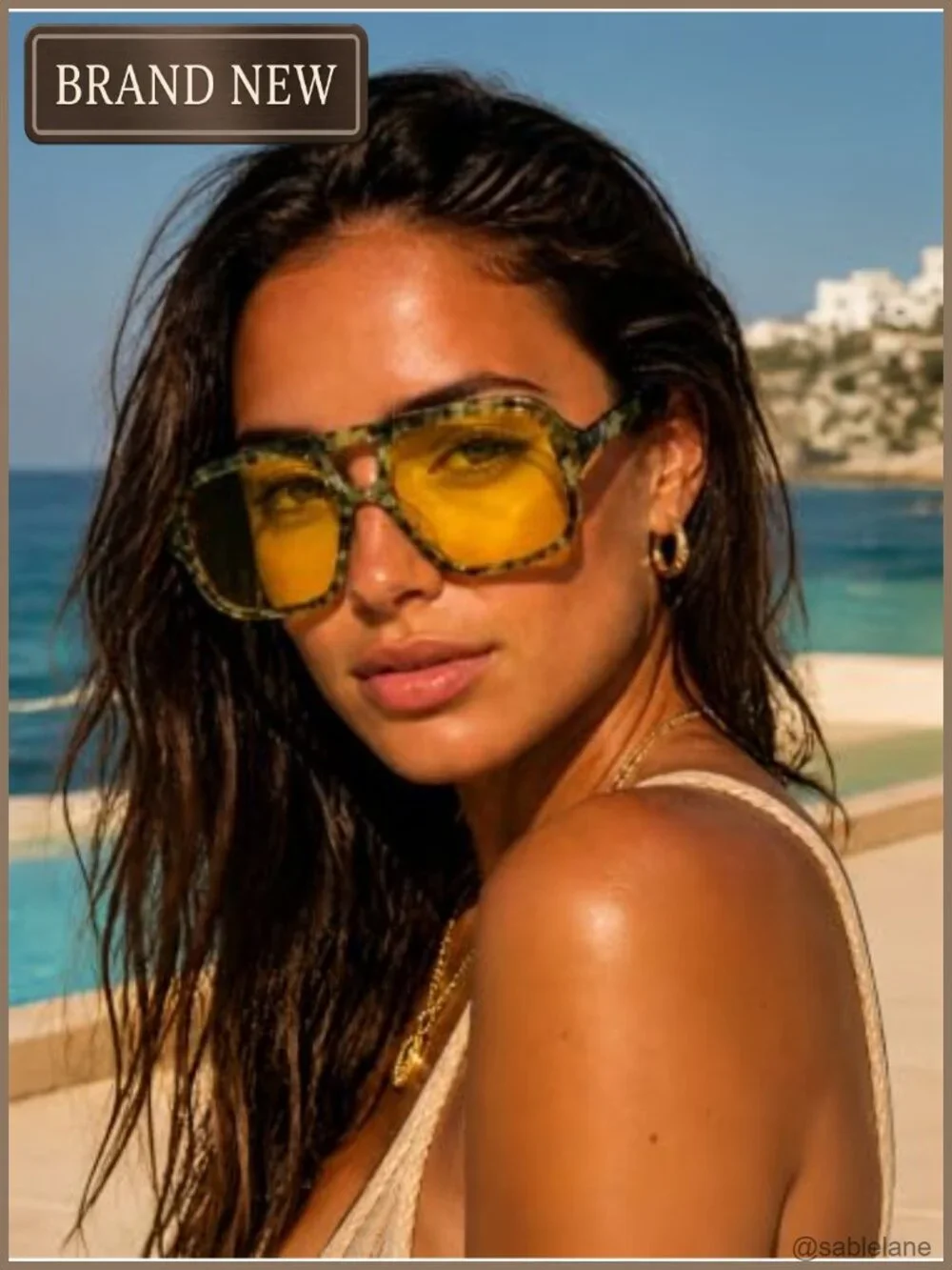 Oversized Retro Aviator Sunglasses UV400 Protection